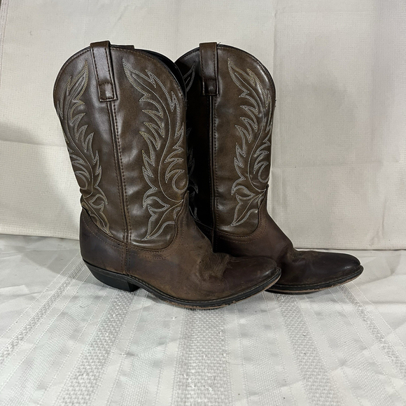 Laredo Shoes - LAREDO Lea Vamp Fox 5742 Women's Brown Leather Cowgirl Western Boot Size 9M